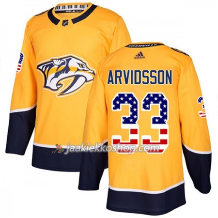 Miehille NHL Nashville Predators Pelipaita Viktor Arvidsson 33 Adidas 2017-2018 Kulta USA Flag Fashion Authentic